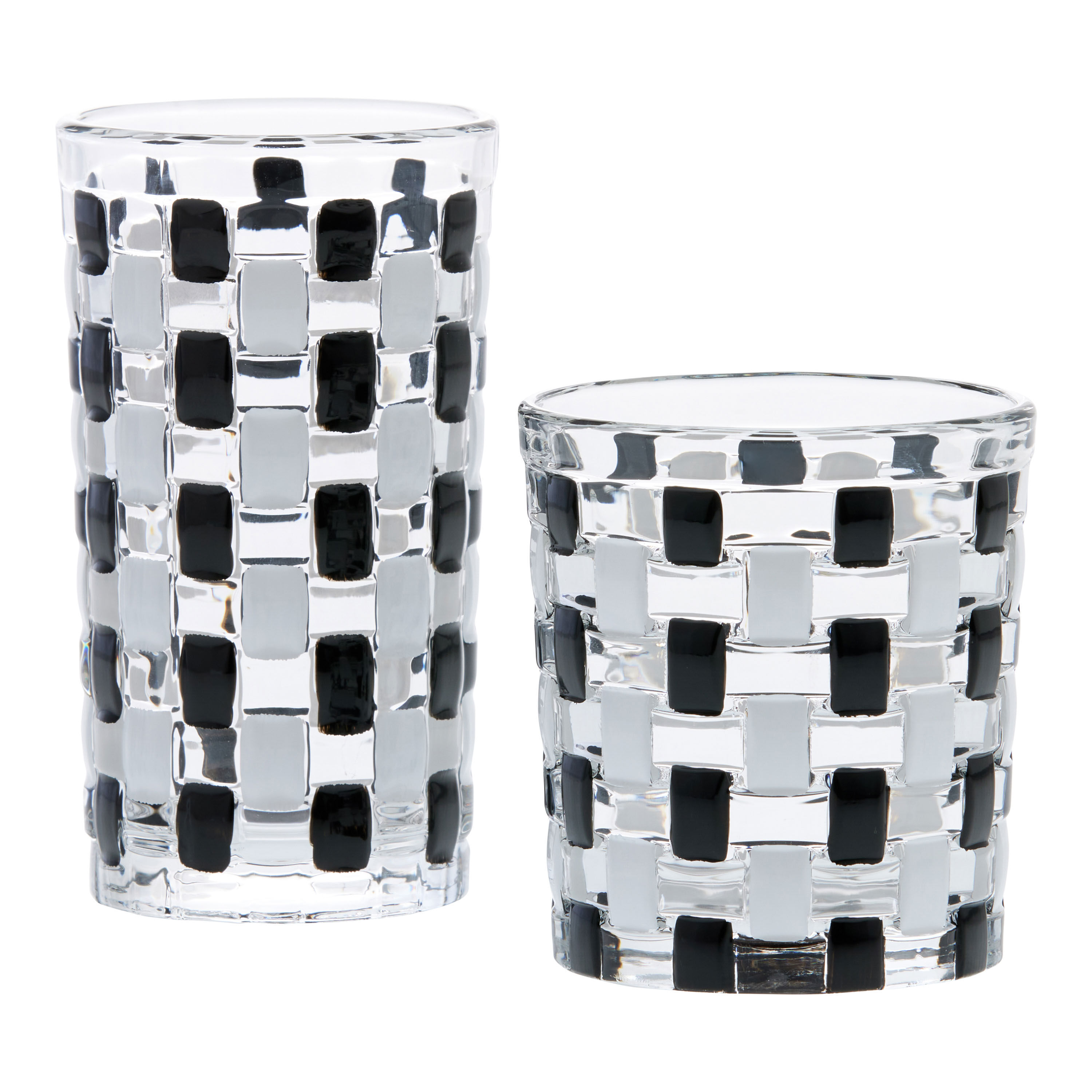 Black and outlet white drinking glasses