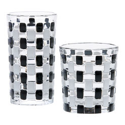 Black And White Basketweave Bar Glass