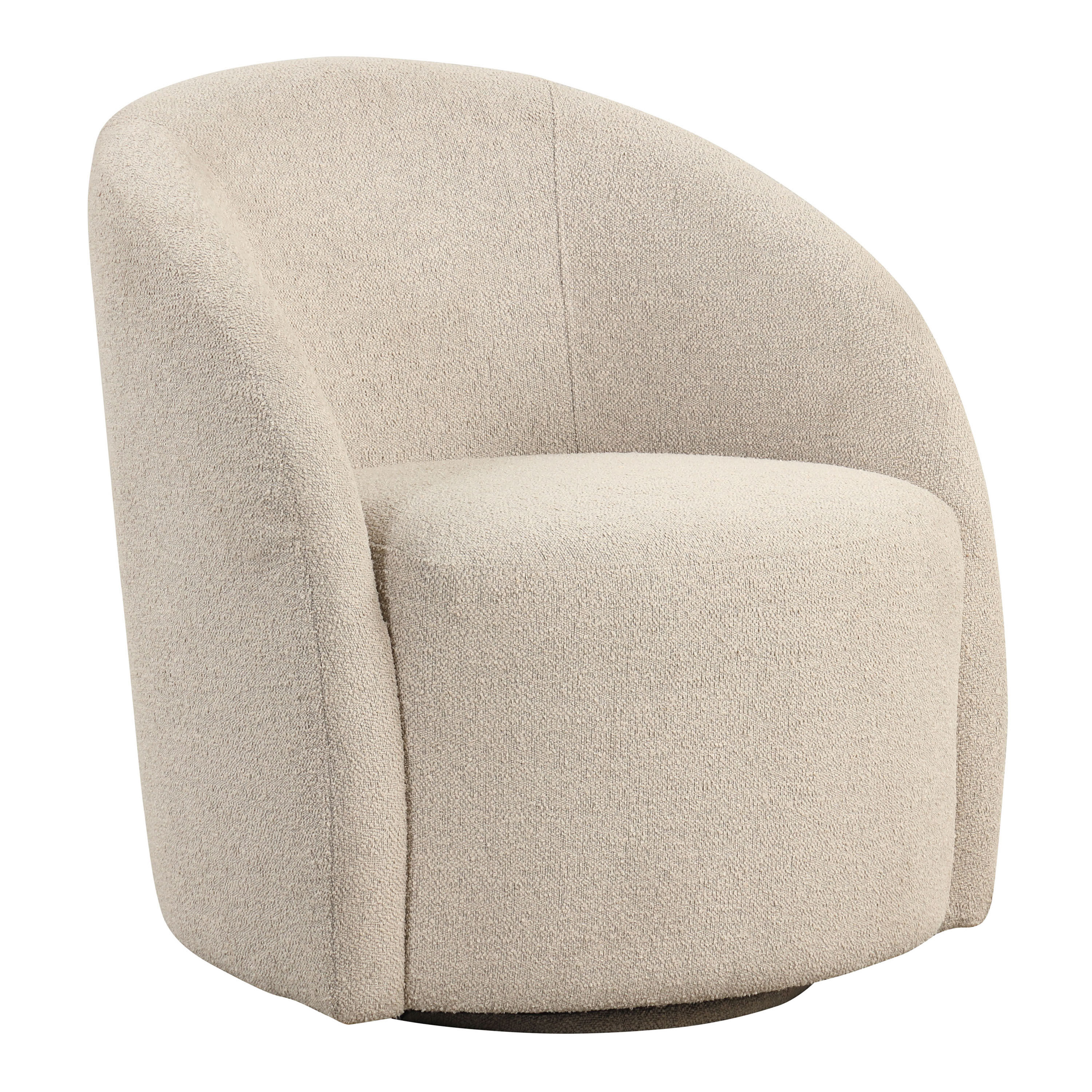 Brooksbank Khaki Boucle Curved Back Upholstered Swivel Chair World Market