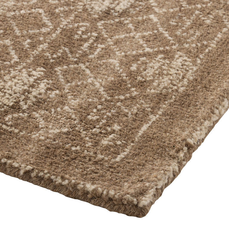 Faiza Mocha Brown Traditional Style Tufted Wool Area Rug - World Market
