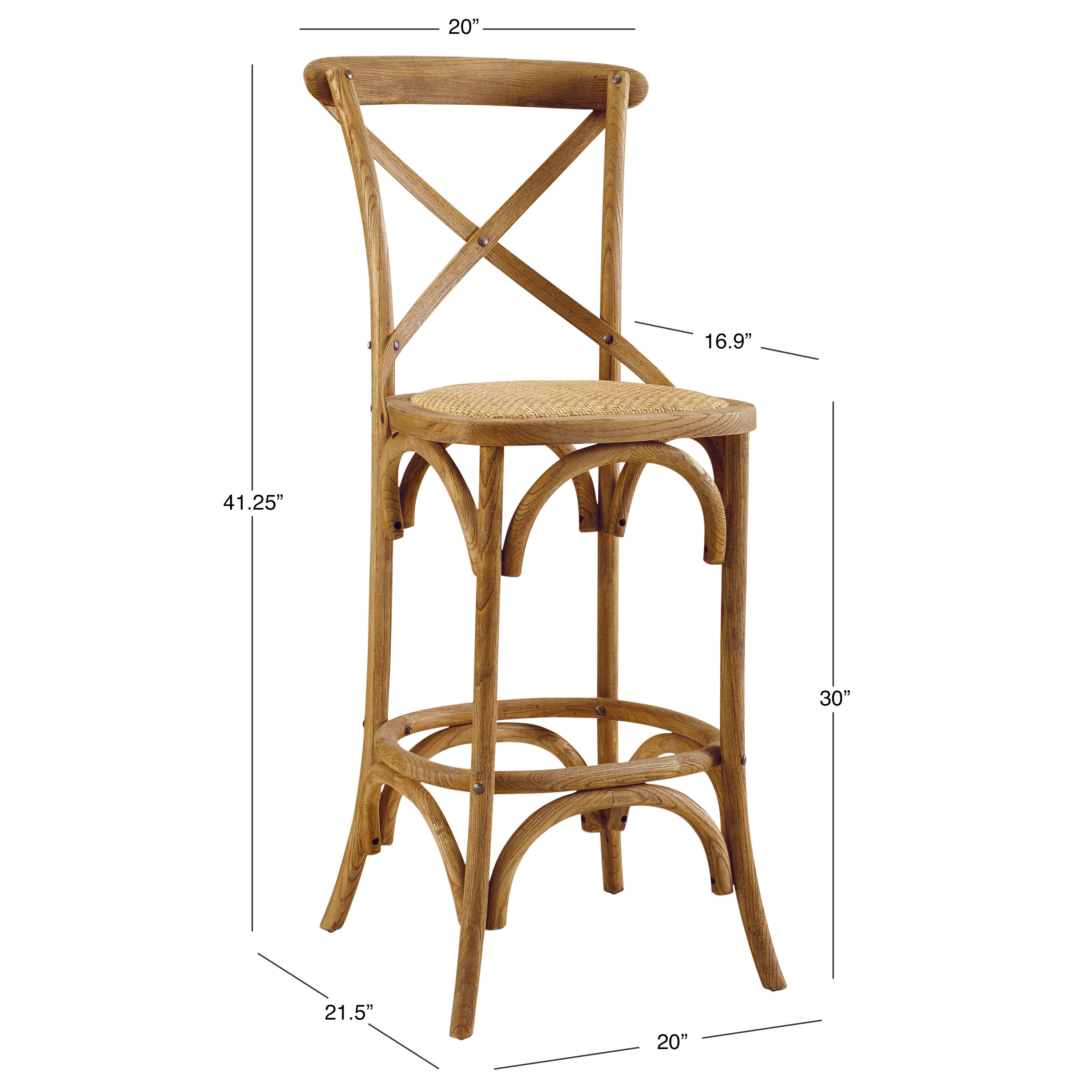 Gray wood and rattan shop syena counter stool
