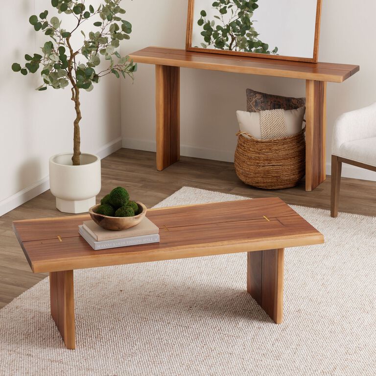 Sansur Rustic Pecan Live Edge Wood Coffee Table image number 2