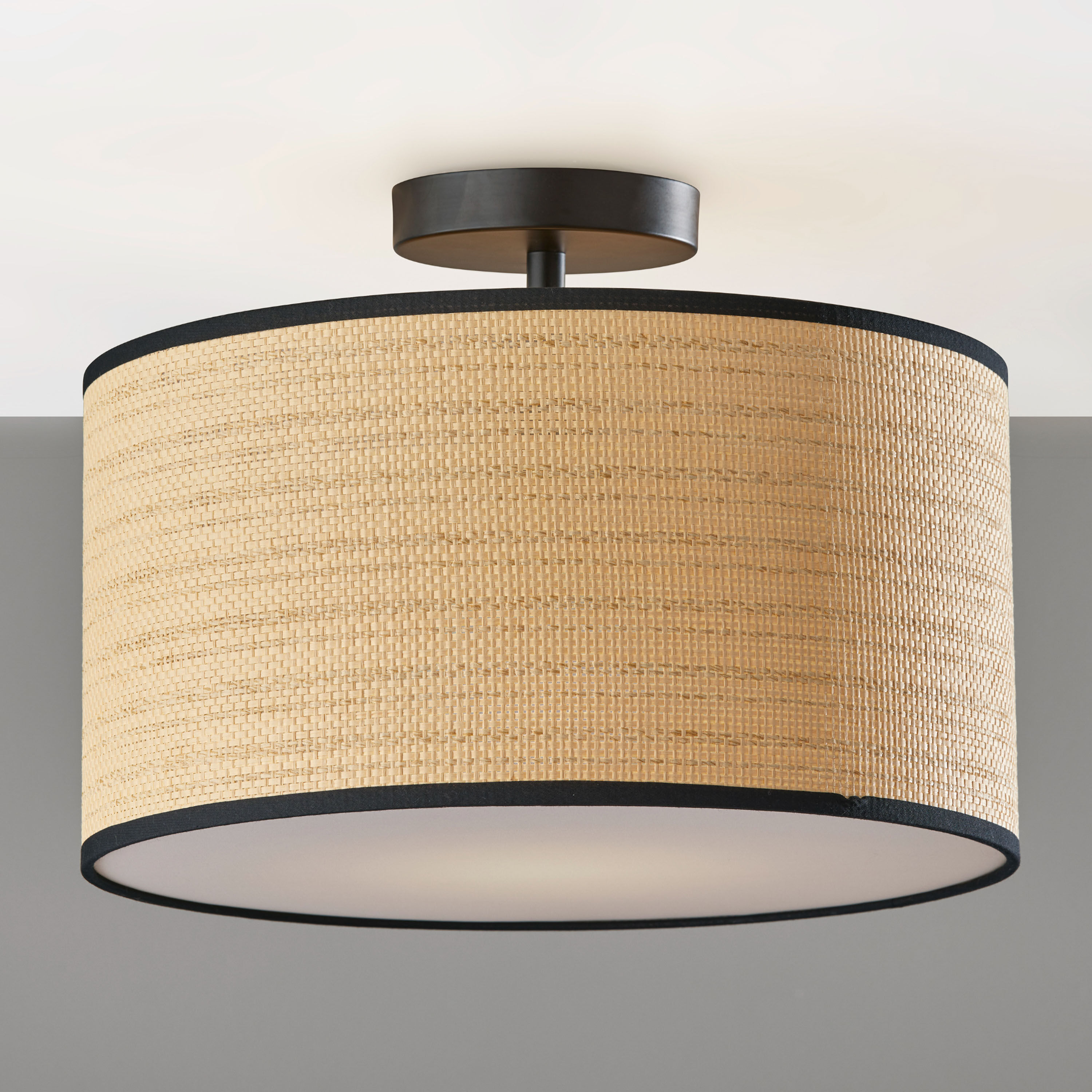 Landor Natural Woven Drum Semi Flush Mount Ceiling Light by World Market 125098