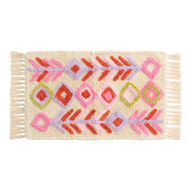 Amira Ivory and Pink Moroccan Tufted Bath Mat Amira Ivory and Pink Moroccan Tufted Bath Mat