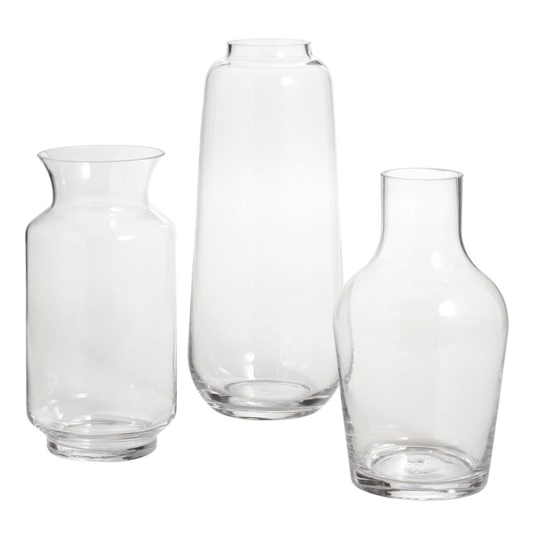 Tall Clear Glass Full Body Contemporary Vase image number 2