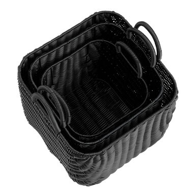 Aly Square Black Faux Rattan Utility Basket Aly Square Black Faux Rattan Utility Basket