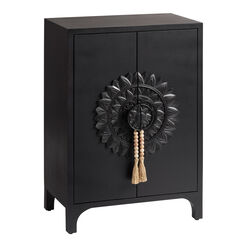 CRAFT Mishka Blackwash Carved Wood Mandala Storage Cabinet