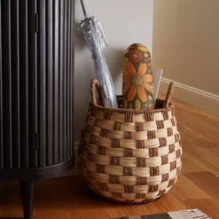 Edith Seagrass And Rattan Checkered Tote Basket
