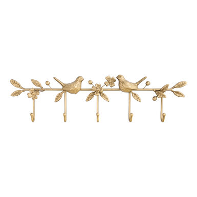 Antique Gold Floral Bird Wall Rack Antique Gold Floral Bird Wall Rack