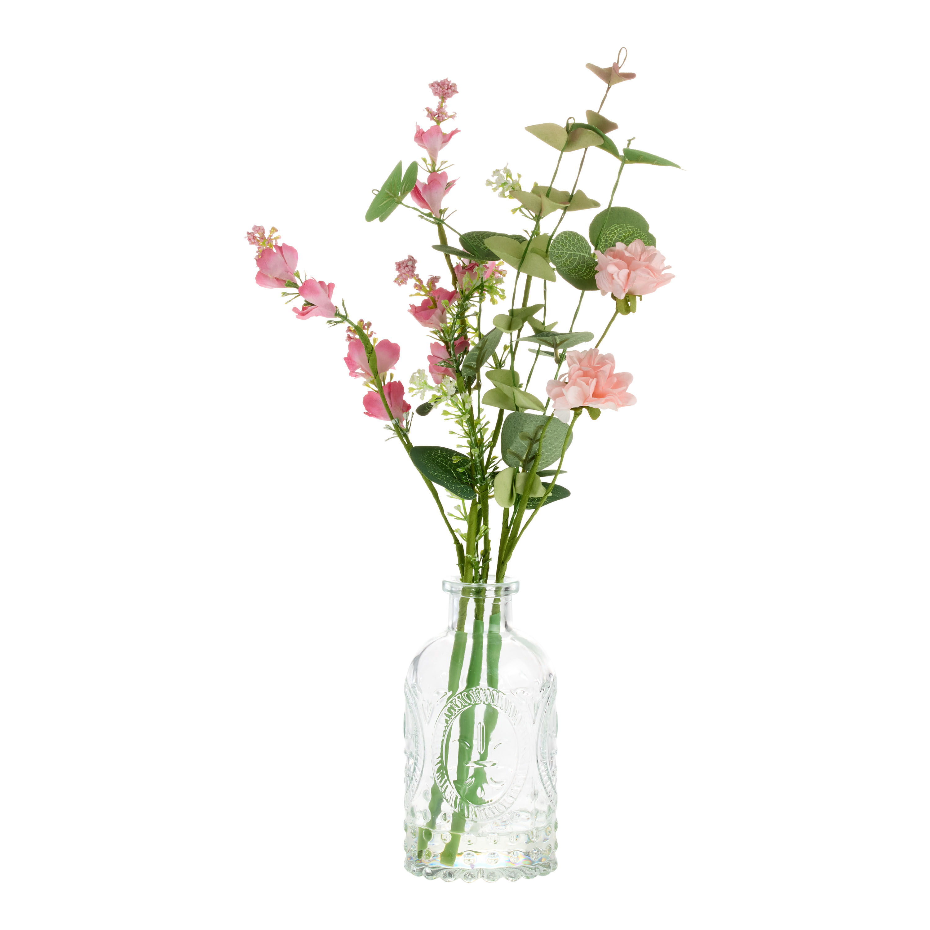 Faux Floral Arrangement with Glass Vase Collection image number 2