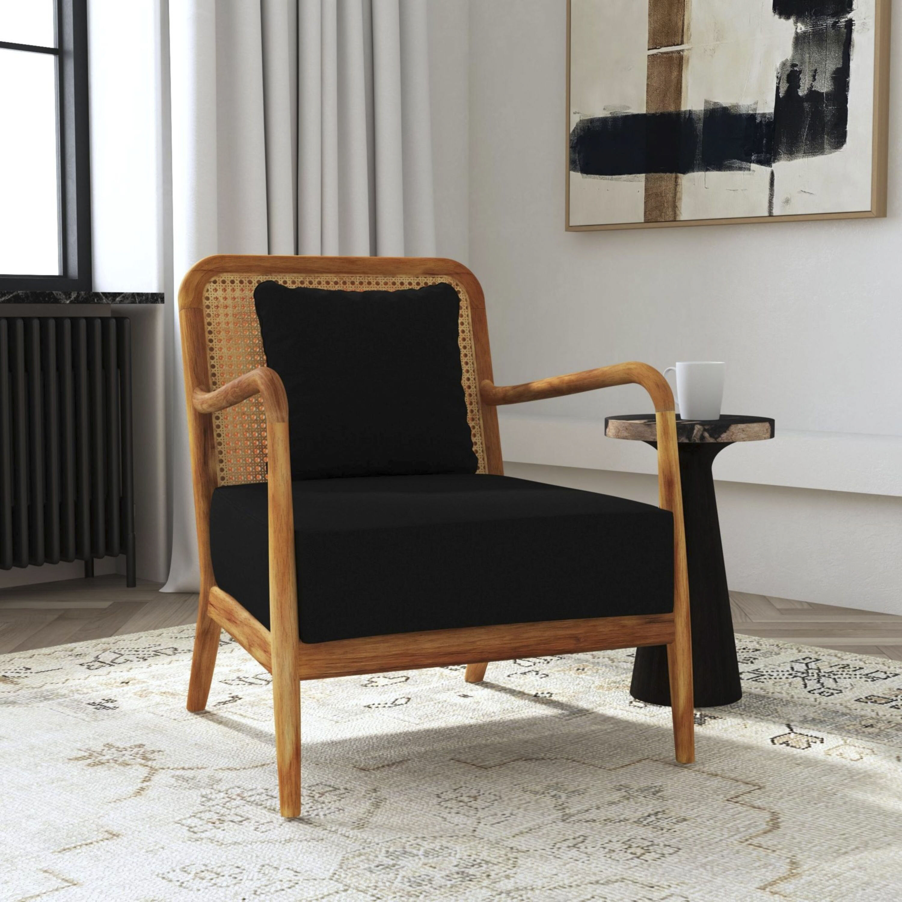 Tokoroa Natural Teak Wood and Rattan Cane Chair image number 1