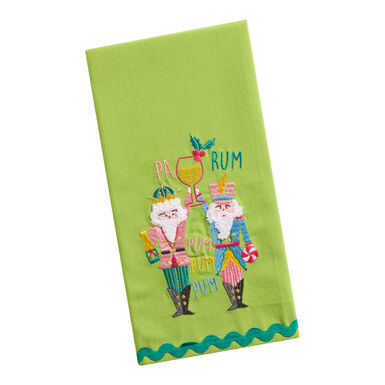 Green Jingle Mingle Nutcracker Rum Pa Pum Embroidered Kitchen Towel Green Jingle Mingle Nutcracker Rum Pa Pum Embroidered Kitchen Towel