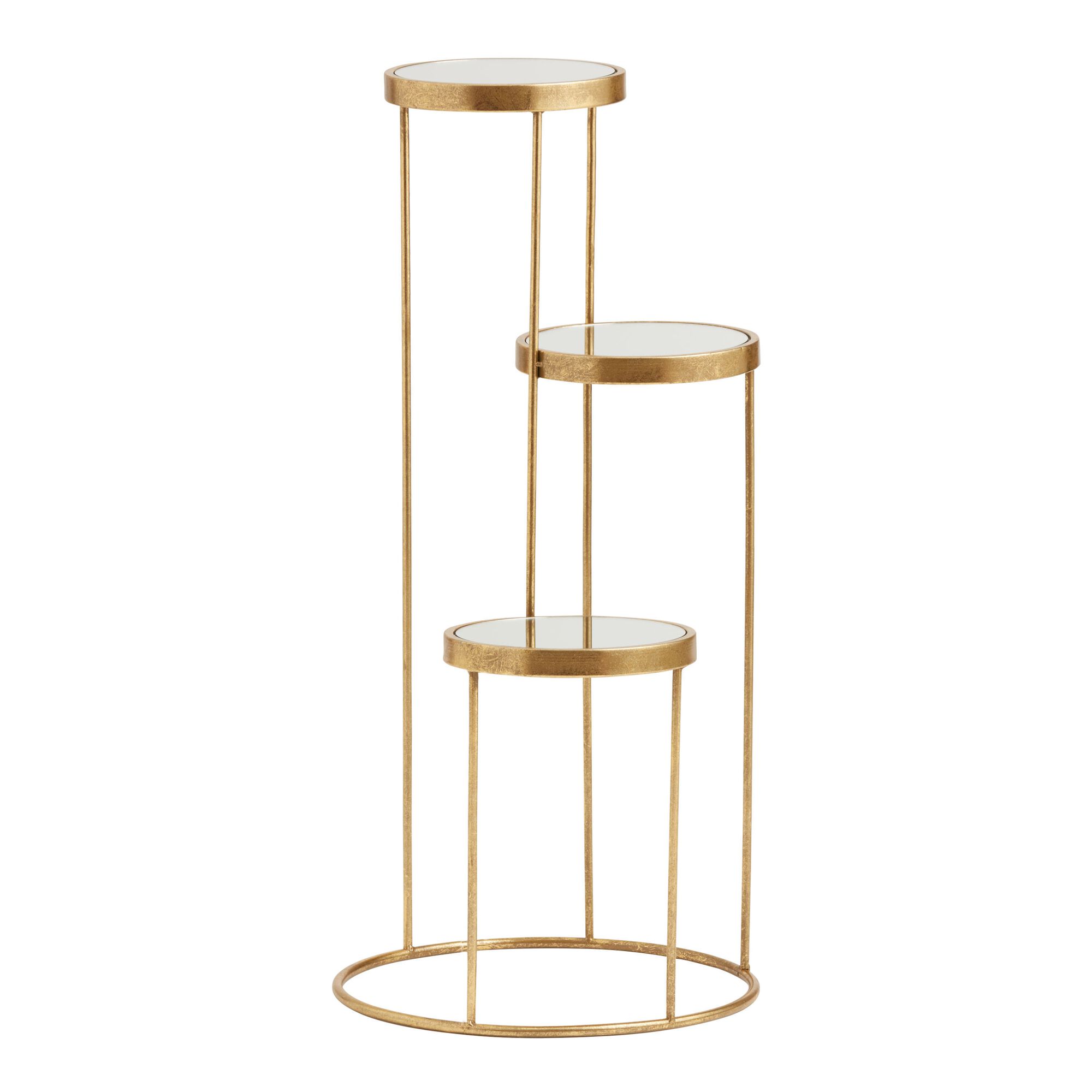 Gold Mirrored 3 Tier Plant Stand