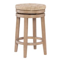 Claudia Natural Seagrass and Wood Swivel Counter Stool
