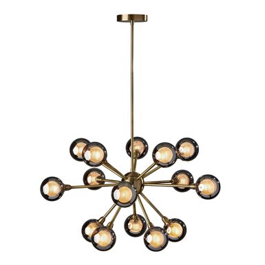 Starling Antique Brass And Glass 15 Light LED Chandelier Starling Antique Brass And Glass 15 Light LED Chandelier