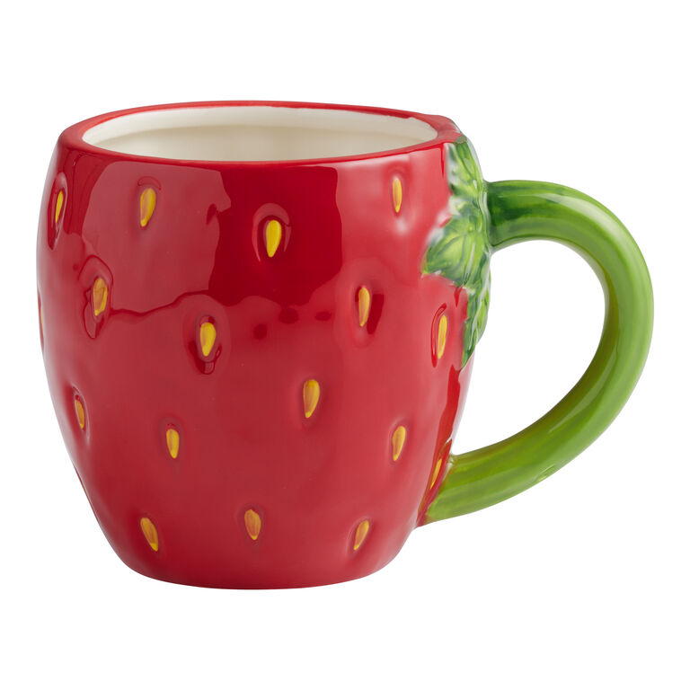 Hand Painted Strawberry Figural Ceramic Mug - World Market