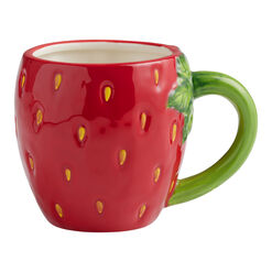 Hand Painted Strawberry Figural Ceramic Mug