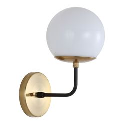 Warm Gold And White Glass Globe Linden Wall Sconce