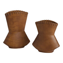 Brown Faux Leather Vase