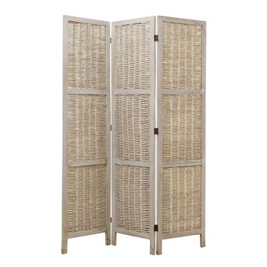 Graywash Willow and Wood 3 Panel Folding Screen Graywash Willow and Wood 3 Panel Folding Screen
