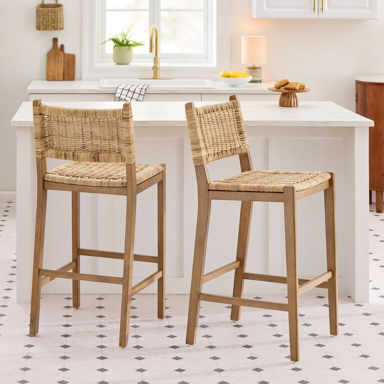 Amolea Wood and Rattan Barstool image number 2