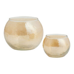 Gold Luster Hammered Glass Tealight Candle Holder