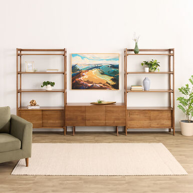 Dane Modular 48 Inch Media Wall System with Cabinet Bookshelves 3 Piece Set Dane Modular 48 Inch Media Wall System with Cabinet Bookshelves 3 Piece Set
