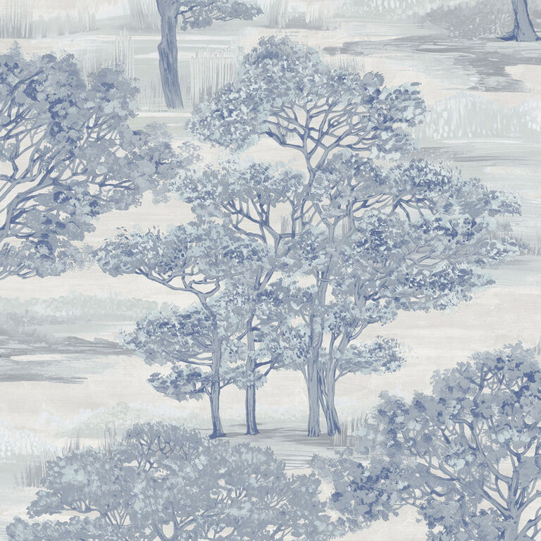 Blue Forest Toile Peel And Stick Wallpaper - World Market
