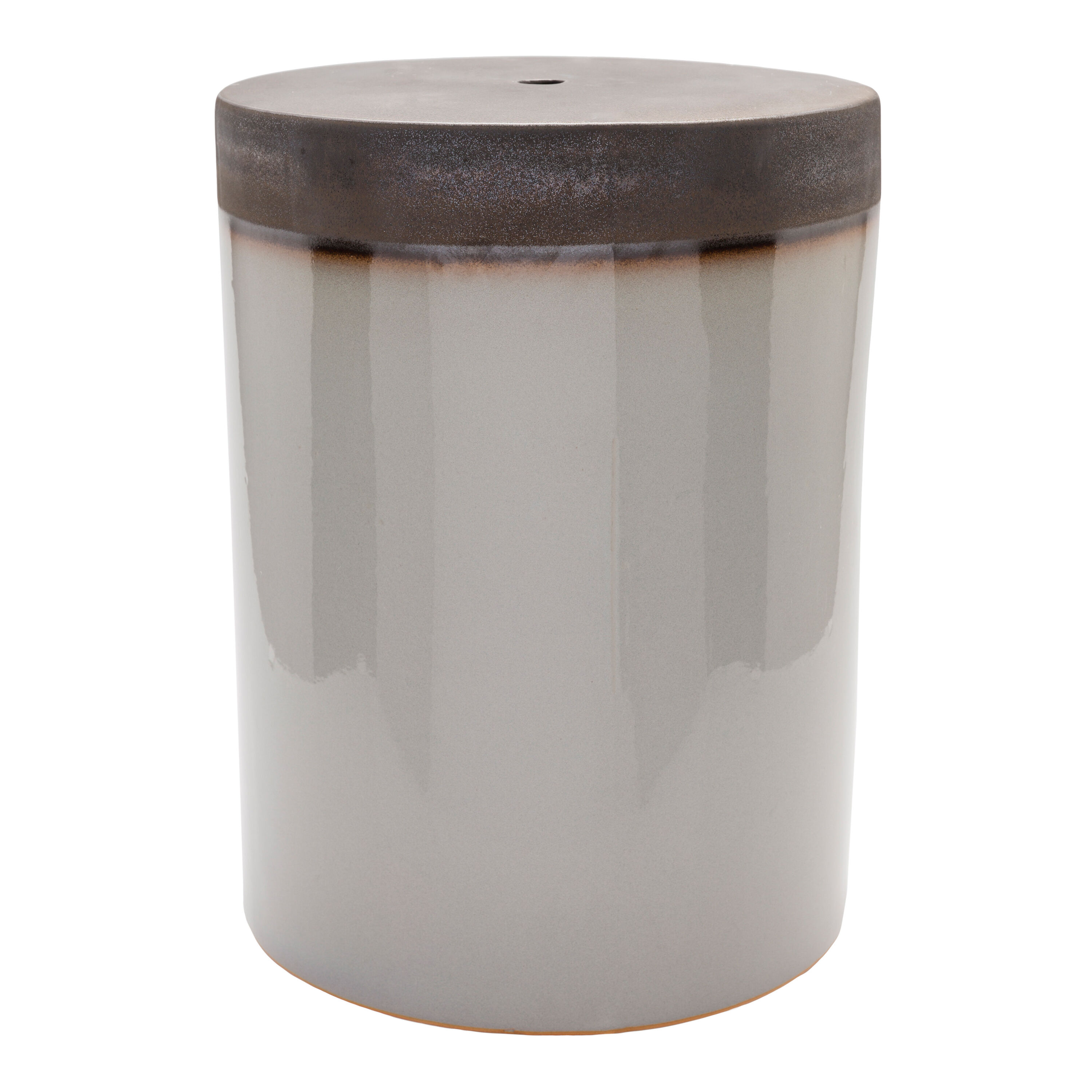 Sandy Dark Brown and Gray Ceramic Cylinder Side Table