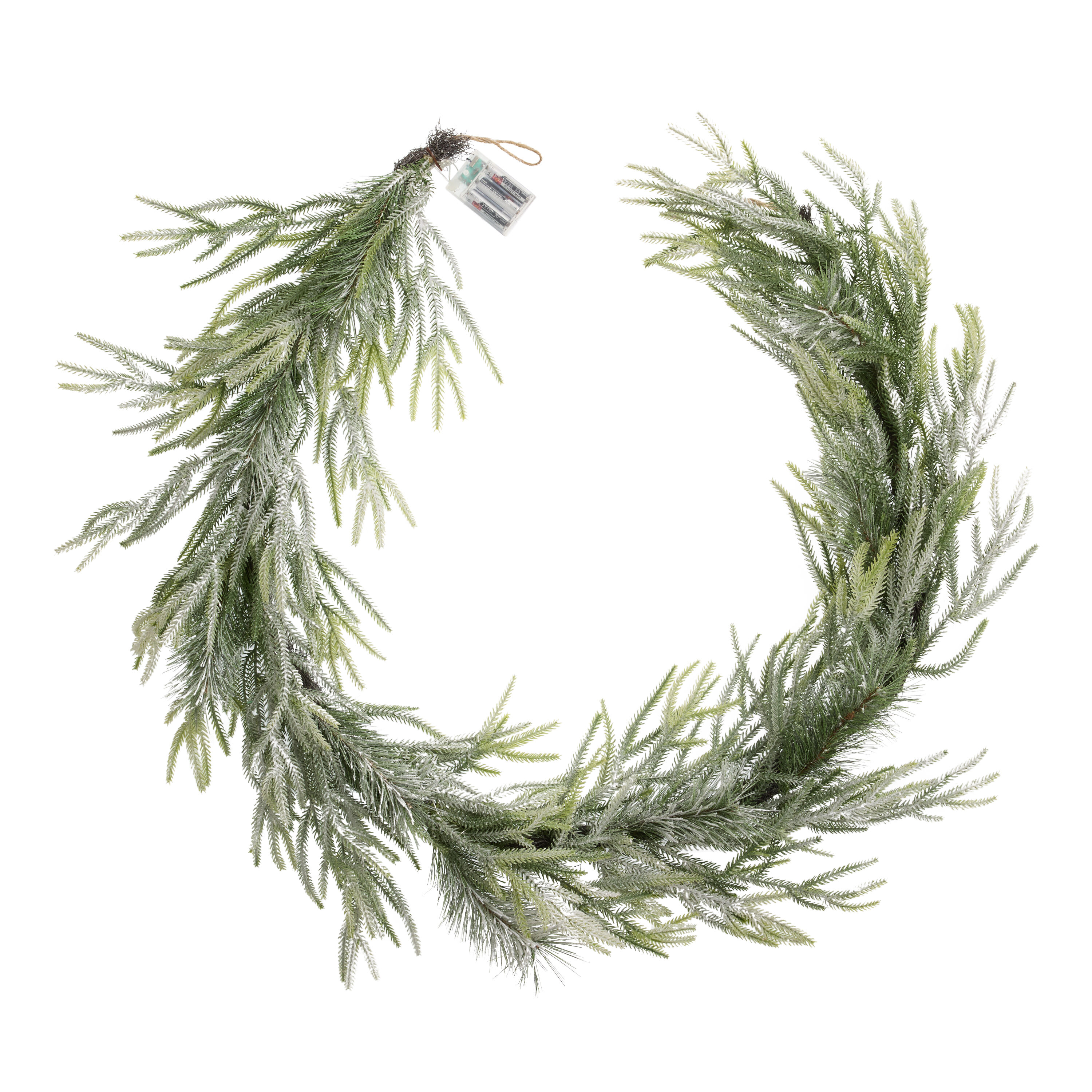 Frosted Mixed Faux Pine Pre Lit LED Battery Operated Garland image number 2