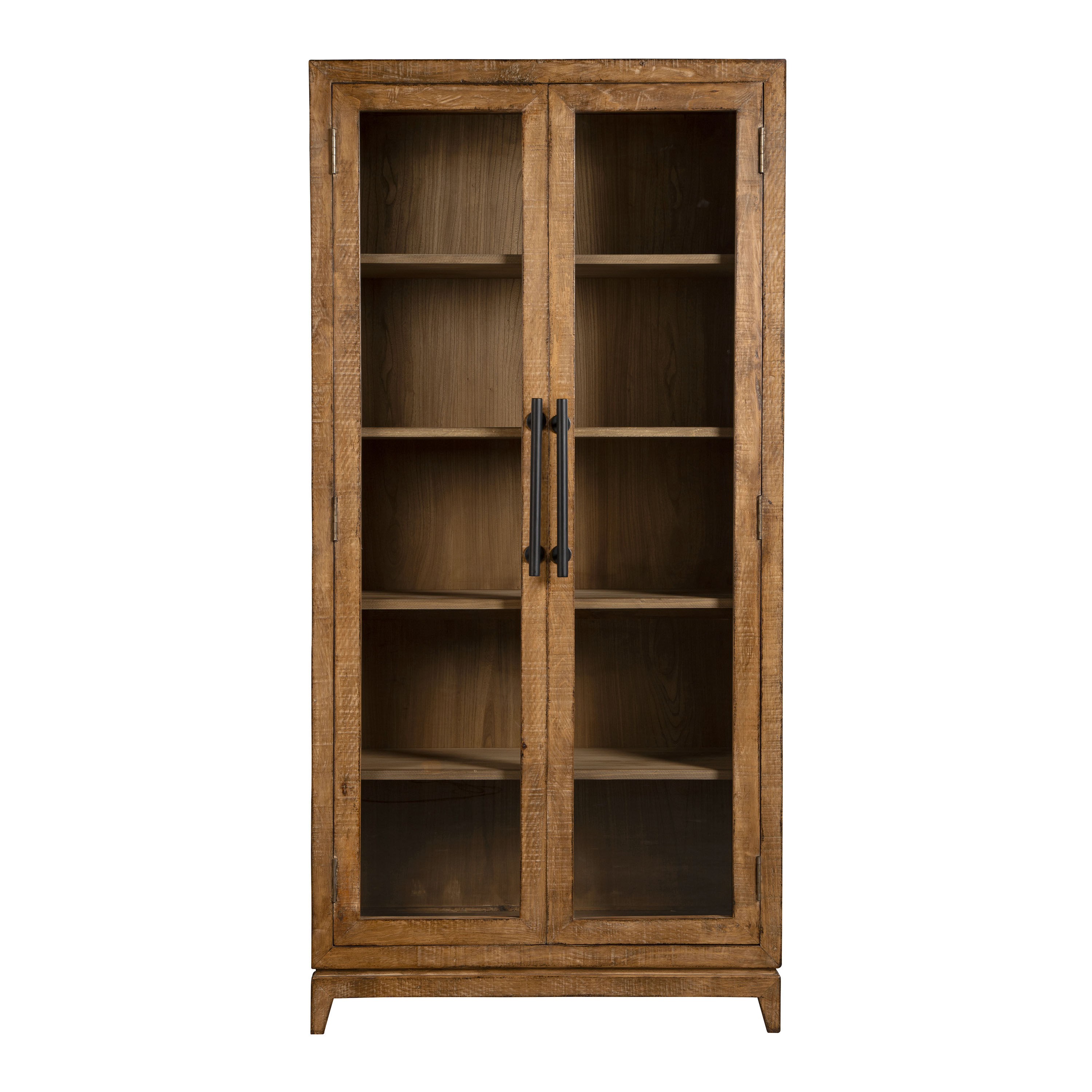 Britton Tall Reclaimed Pine Wood And Glass Display Cabinet World