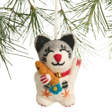 Wool Lucky Cat Ornament Wool Lucky Cat Ornament