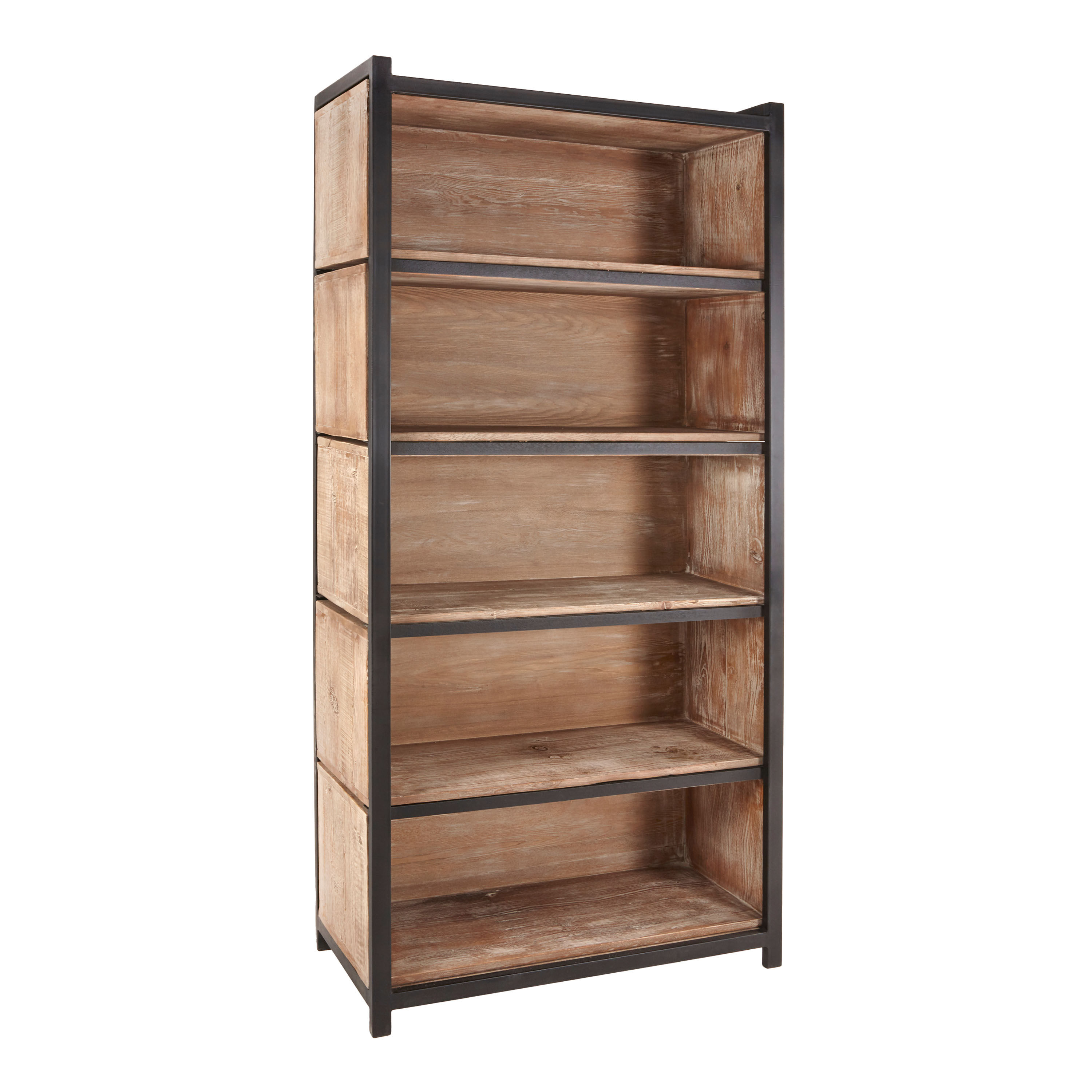 Cavell Tall Reclaimed Pine and Metal Adjustable Bookshelf World