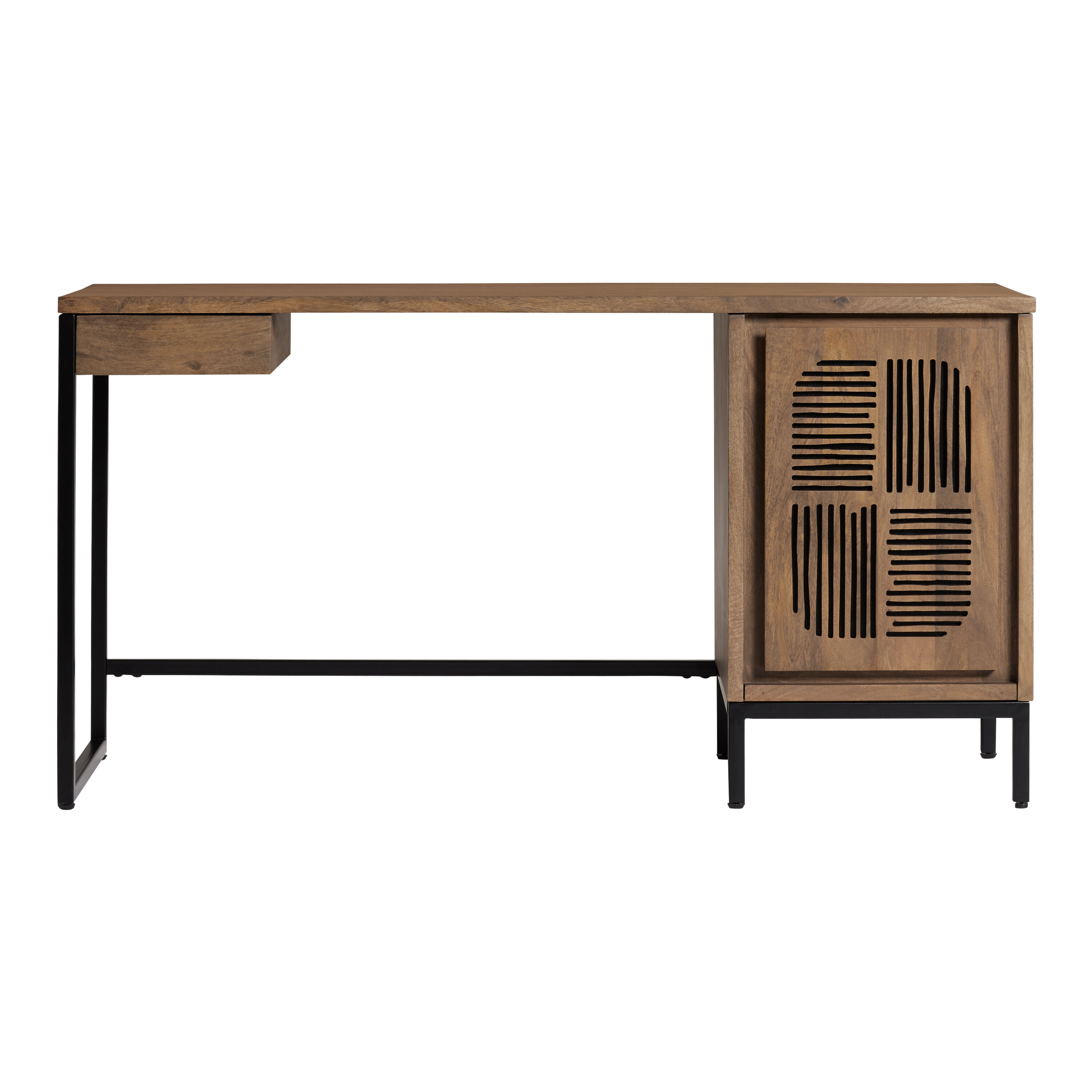 Anton Natural Carved Wood Desk with Storage World Market