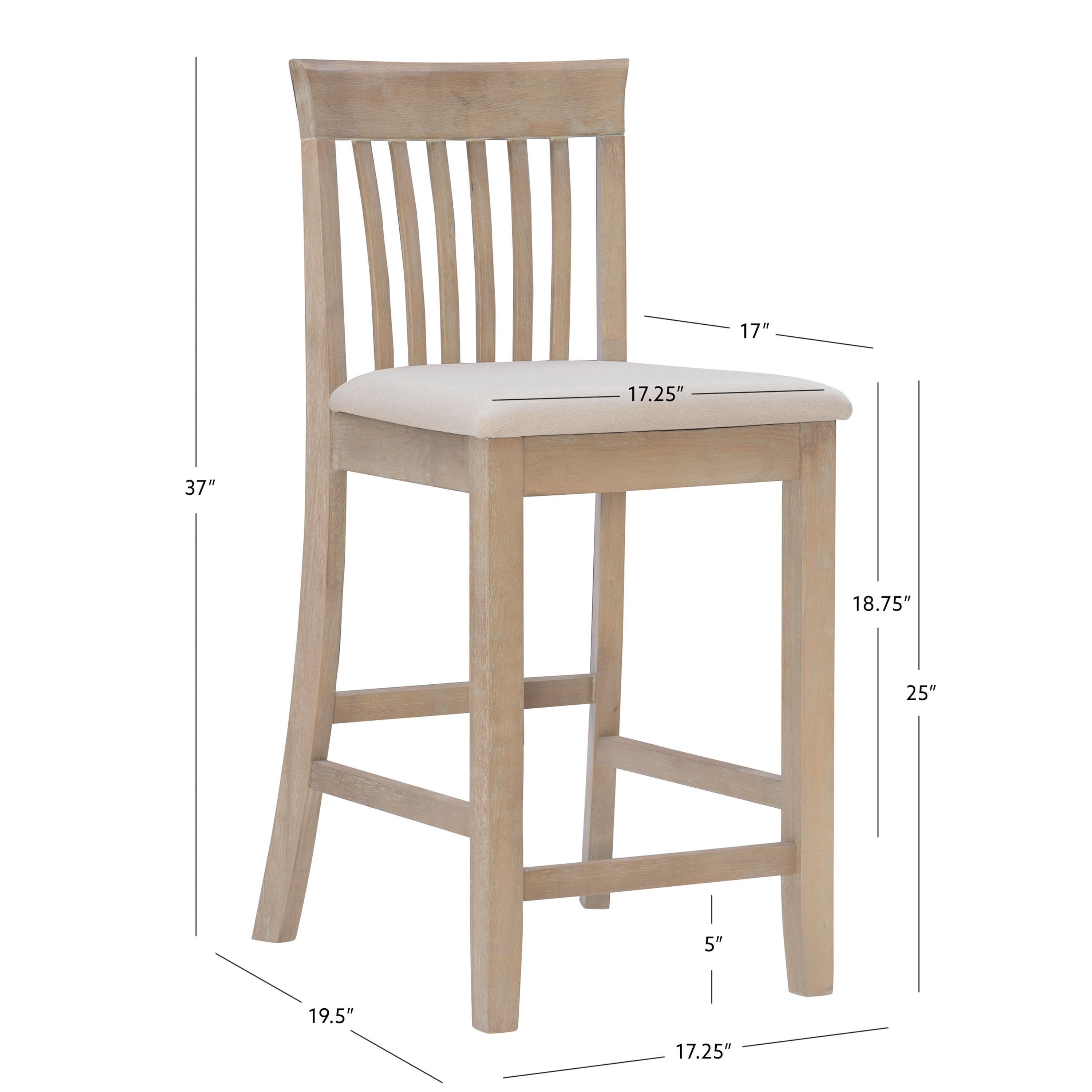 Holden Graywash Wood Mission Style Upholstered Counter Stool image number 5