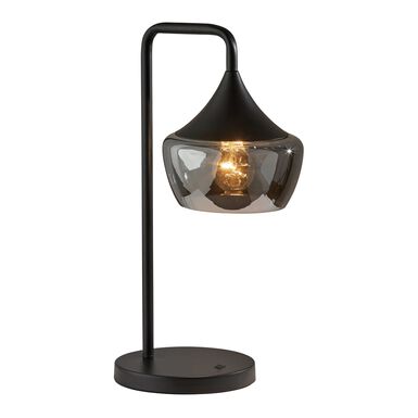 Eliza Black Metal and Smoked Glass Table Lamp Eliza Black Metal and Smoked Glass Table Lamp