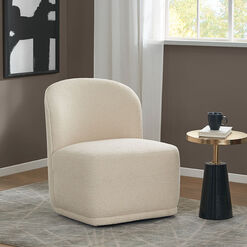 Louise Ivory Curved Back Upholstered Swivel Chair