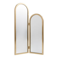 Gold Arched Folding Vanity Tabletop Mirror
