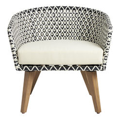 Calabria Black and White All Weather Wicker Outdoor Chair