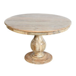 Lilestone Round Natural Mango Wood Pedestal Dining Table