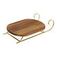 Acacia Wood and Champagne Gold Metal Sleigh Serving Board