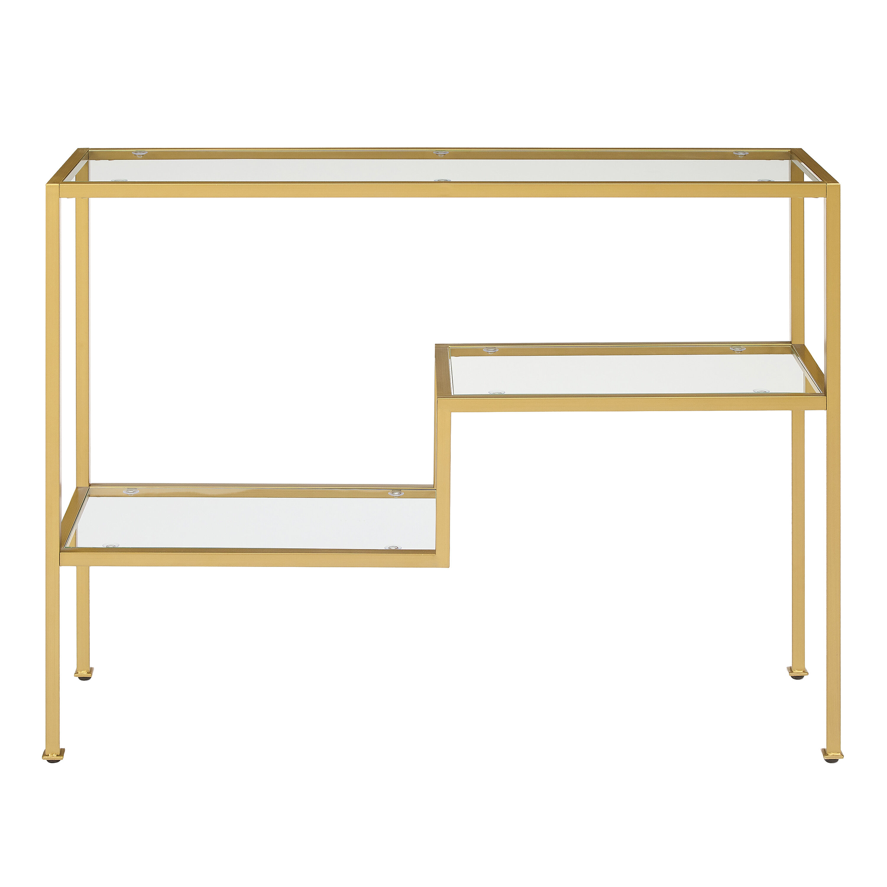 Ezra Metal and Glass Console Table with Shelves image number 2