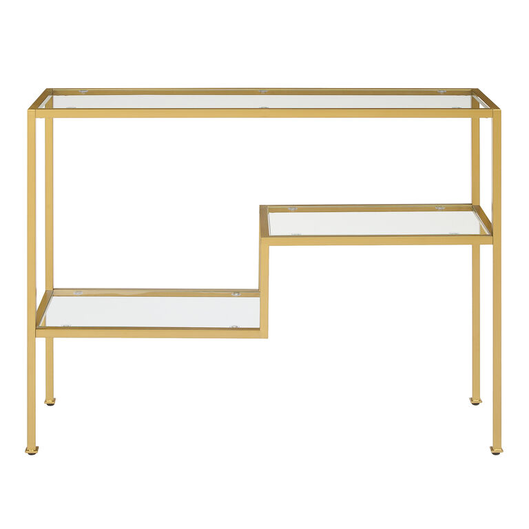 Ezra Metal and Glass Console Table with Shelves image number 3