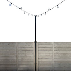 Black Steel String Light Pole Stand with Brackets