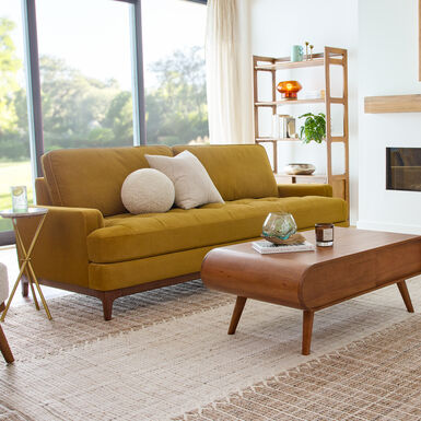 Grandon Faux Mohair Tufted Bench Seat Mid Century Sofa Grandon Faux Mohair Tufted Bench Seat Mid Century Sofa