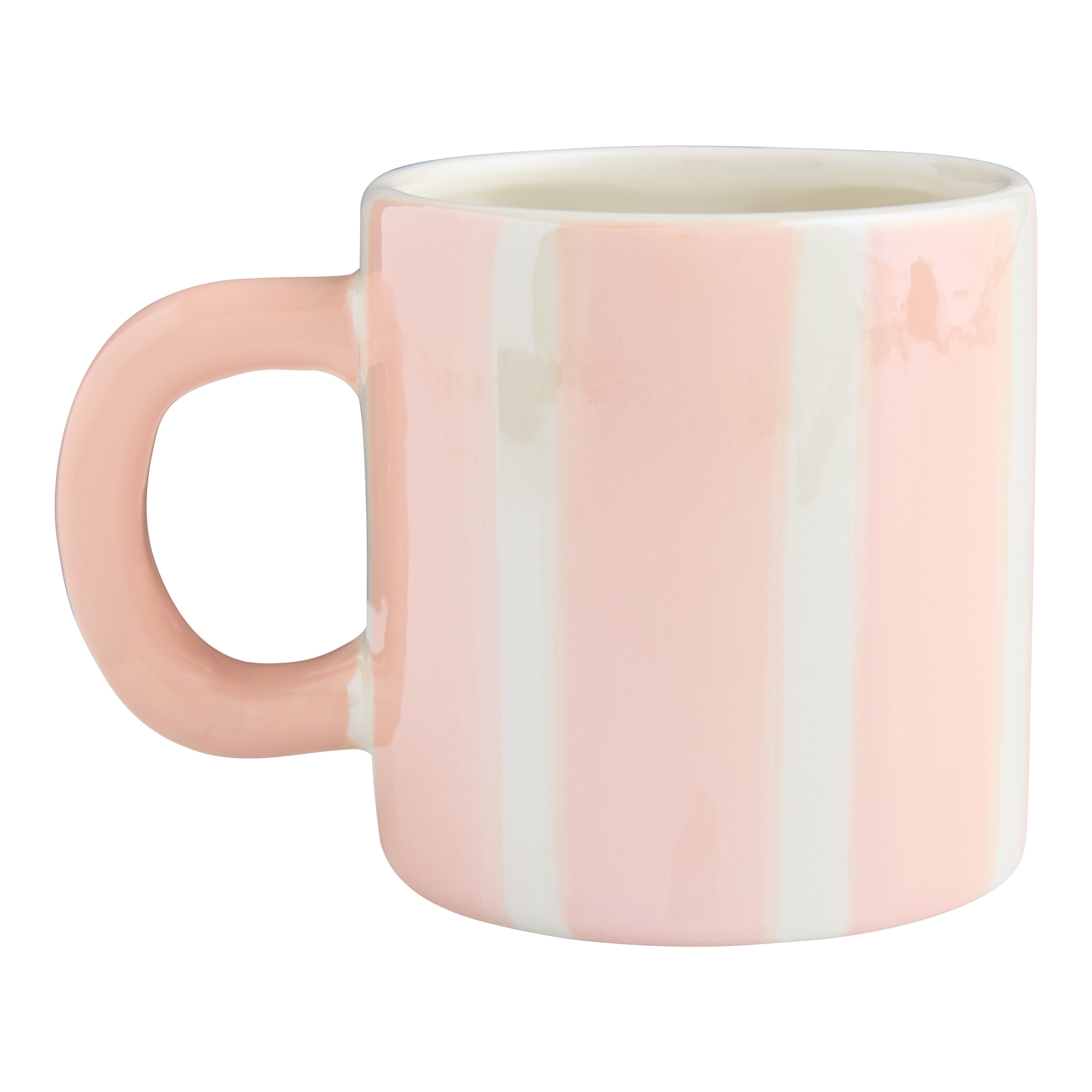 Iridescent Pink Striped Bow Hand Painted Ceramic Mug