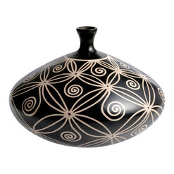 CRAFT Wide Black and White Chulucanas Vase
