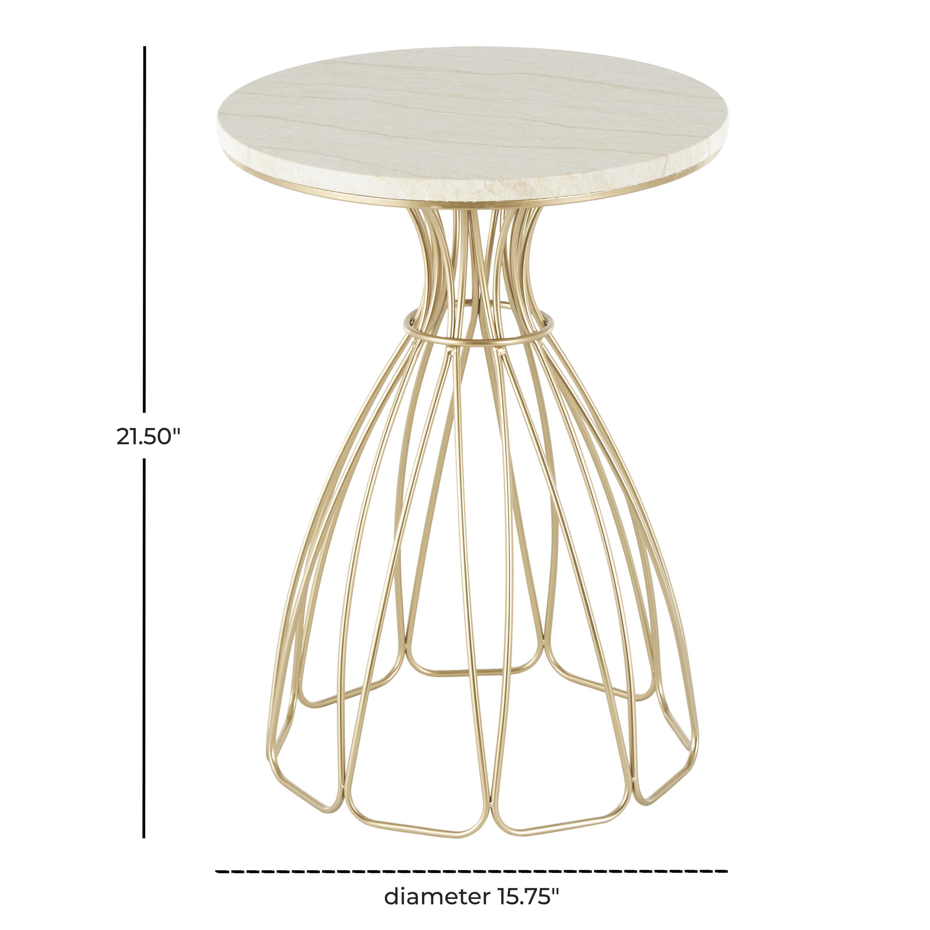 Zeno Gold Metal and Marble End Table image number 5