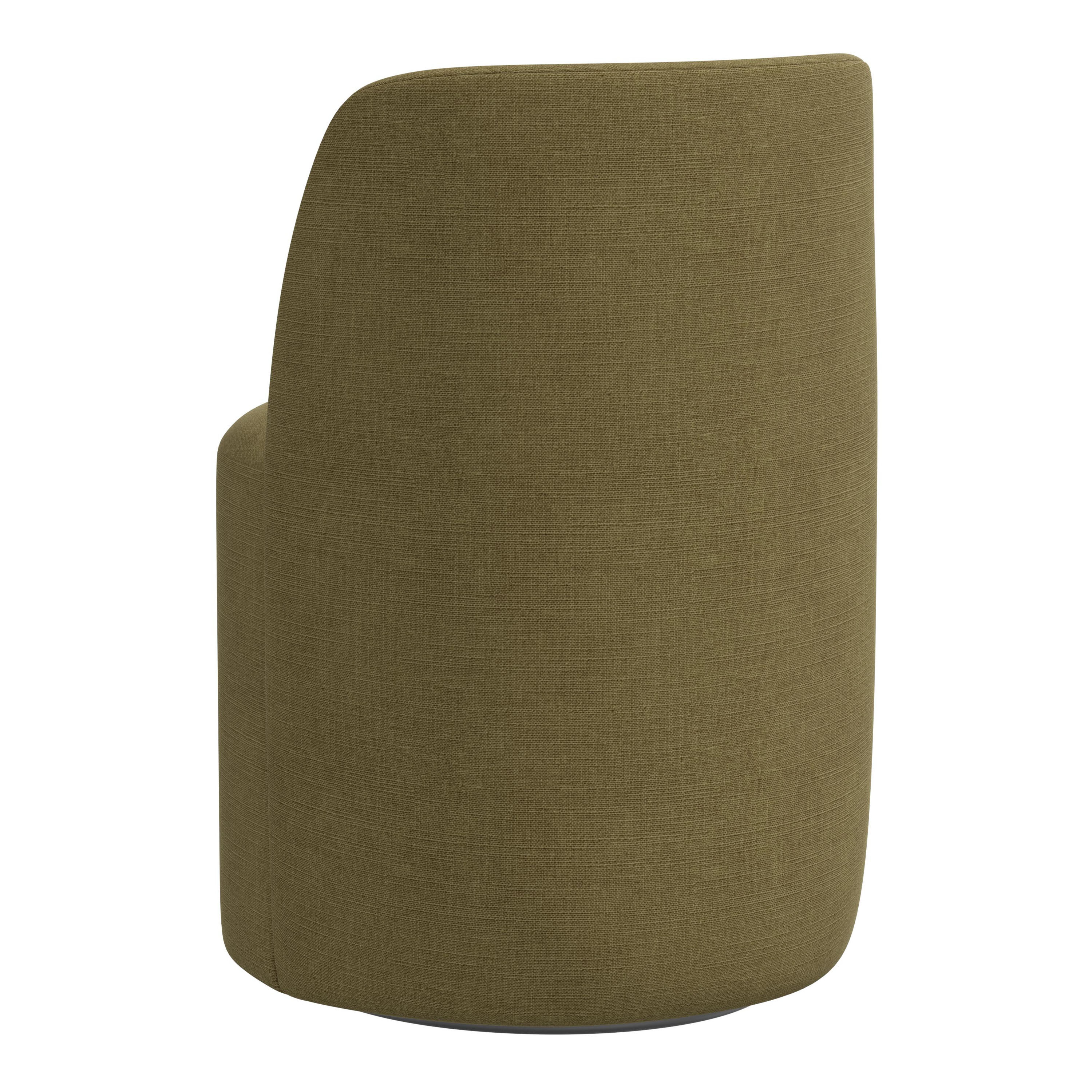 Clio Linen Curved Back Upholstered Swivel Dining Chair image number 3