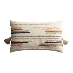 Ivory Tufted Lines Lumbar Pillow